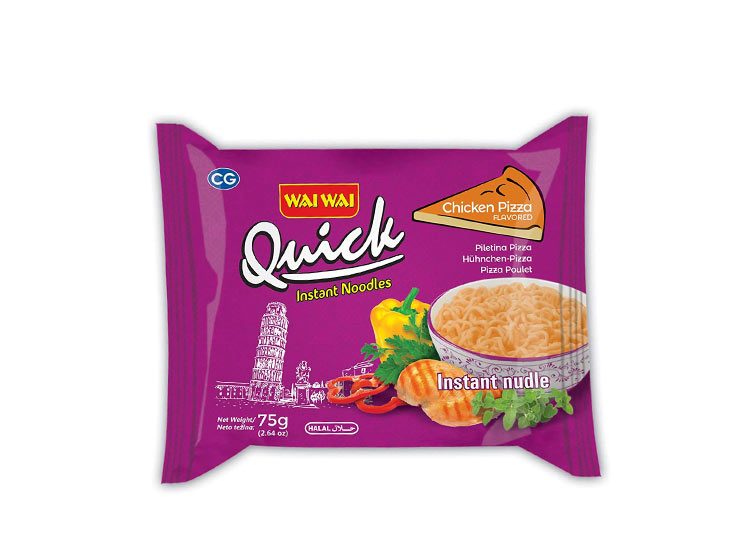 Wai Wai Quick Pasta with Pizza and Chicken -75g